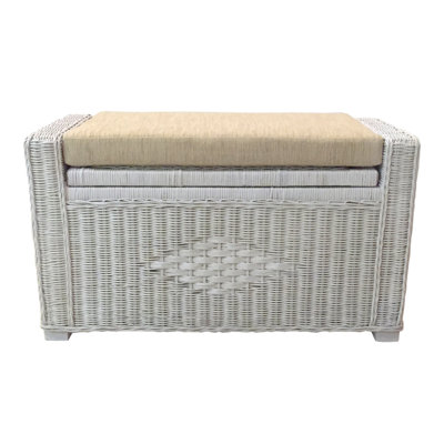Adam Rattan Wicker Storage Bench Rattanwickerhomefurniture Color White