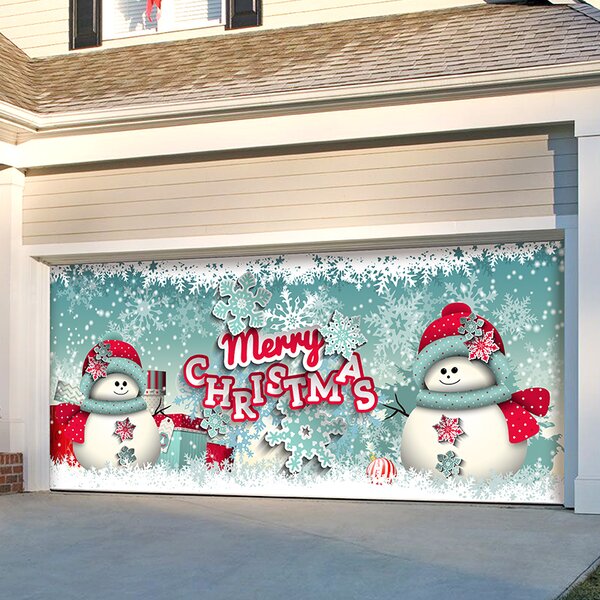 The Holiday Aisle 2 Snowmen Merry Christmas Garage Door Mural & Reviews ...