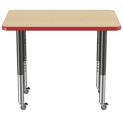 Oak/Navy ECR4Kids Mesa T-Mold 30 x 48 Rectangular School Activity Table Adjustable Height 19-30 inch Standard Legs w/Swivel Glides 