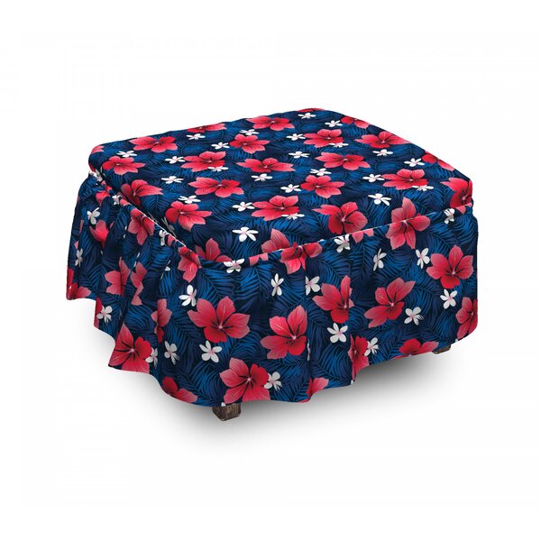 Exotic Flora 2 Piece Box Cushion Ottoman Slipcover Set By East Urban Home