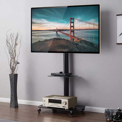 Rfiver Black Swivel Floor Stand Mount with Shelving, Holds up to 110 lbs Rfiver