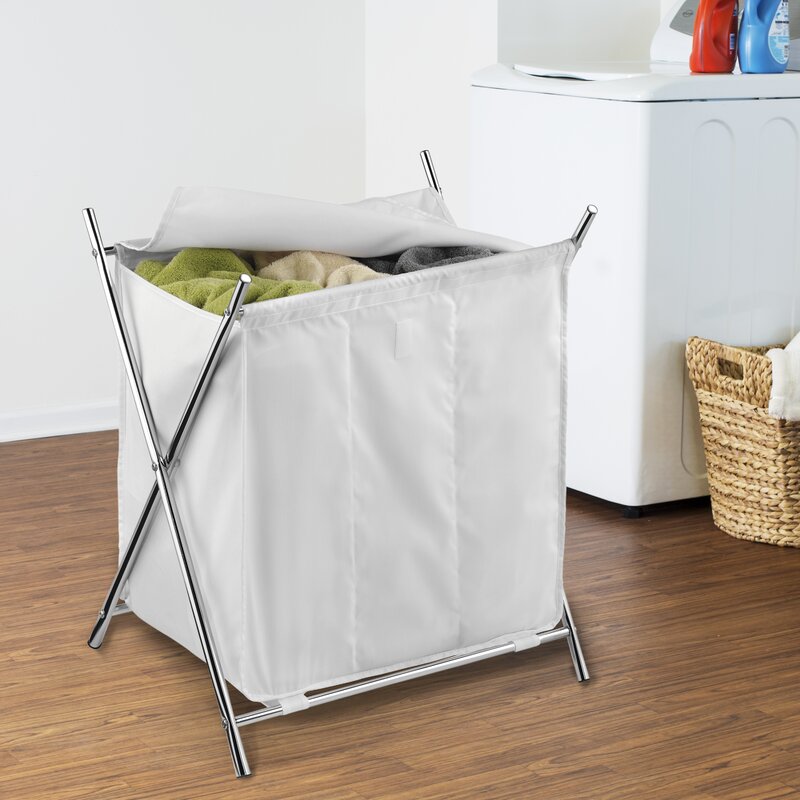 triple laundry hamper with lid