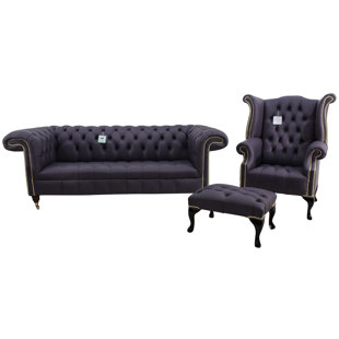 Leather 3 Piece Sofa Suites Wayfair Co Uk Charles 3 Piece Leather Sofa Set