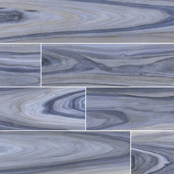 Dellano 8 x 48 Porcelain Wood Look Tile in Blue/Gray by MSI