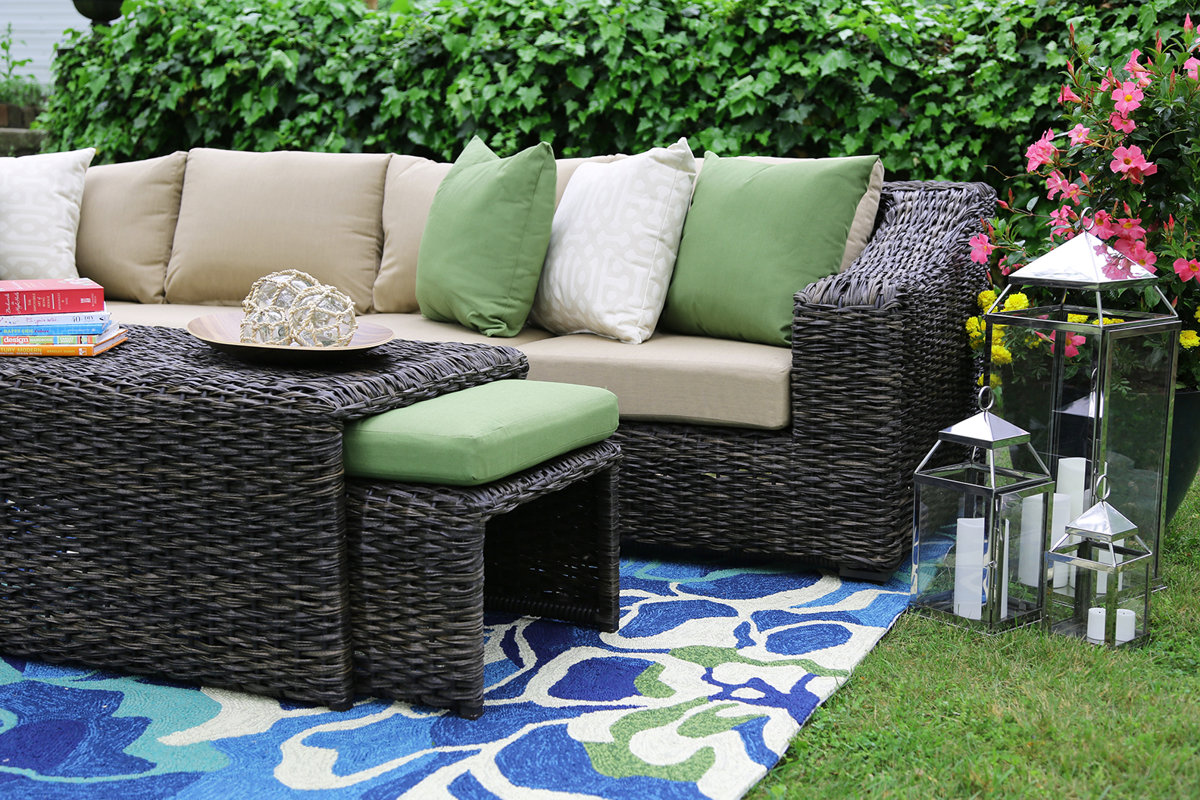 AE Outdoor Williams 8 Piece Sunbrella Sectional Set with Cushions