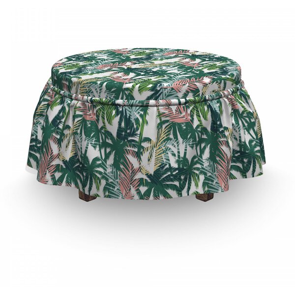 Review Palm Tree Dreamy Jungle Foliage 2 Piece Box Cushion Ottoman Slipcover Set