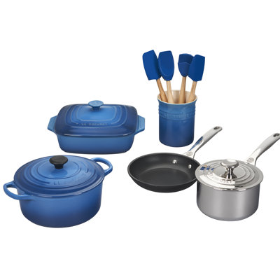 Le Creuset Mixed Material 12 Piece Cookware Set Le Creuset Color Marine