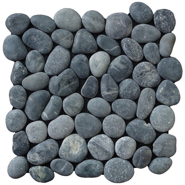 Classic Random Sized Natural Stone Pebble Tile in Black by Pebble Tile