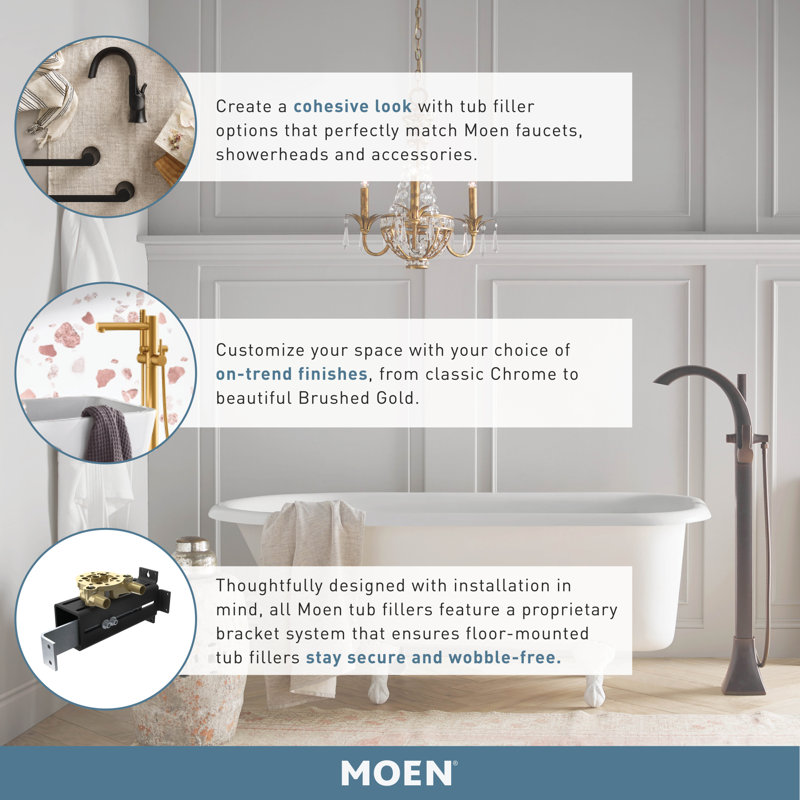 S93005bn Moen Arris Single Handle Floor Mount Tub Filler Trim With