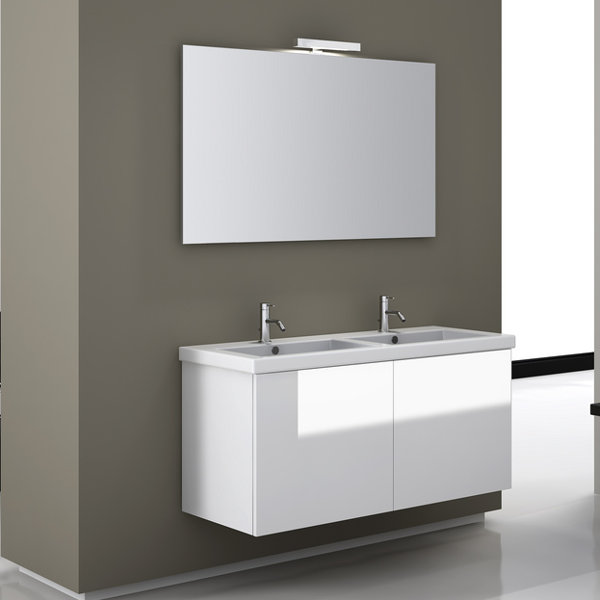 Space 47 Double Wall Mount Bathroom Vanity Set with Mirror by Iotti by Nameeks