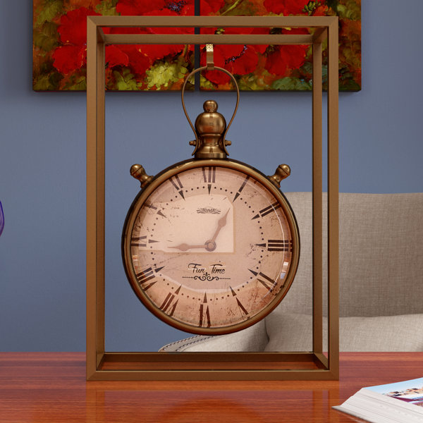 Amsterdam Metal Table Clock by Three Posts| @ $60.99