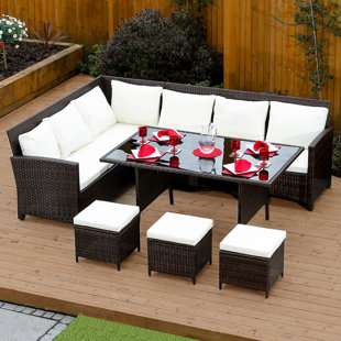 Cube Rattan Dining Sets Wayfair Co Uk 8 Seater Rattan Effect Sofa Set With Cushions