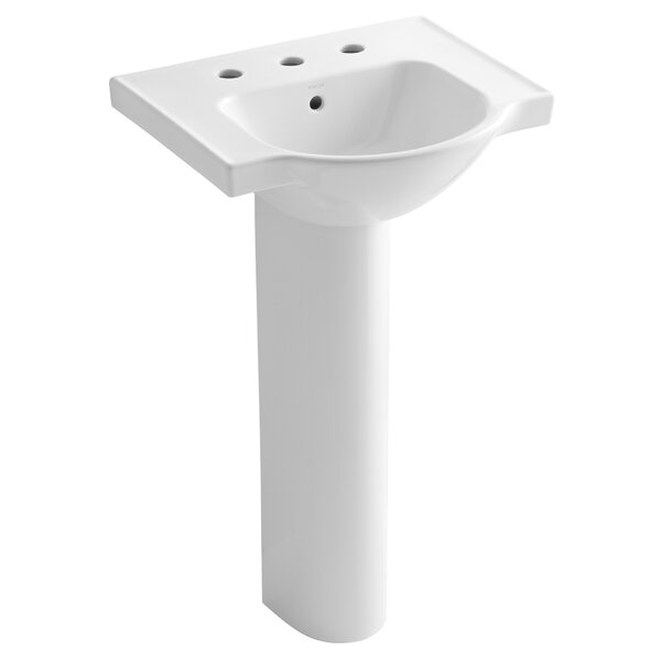 Veer Ceramic 24 Pedestal Bathroom Sink with Overflow by Kohler