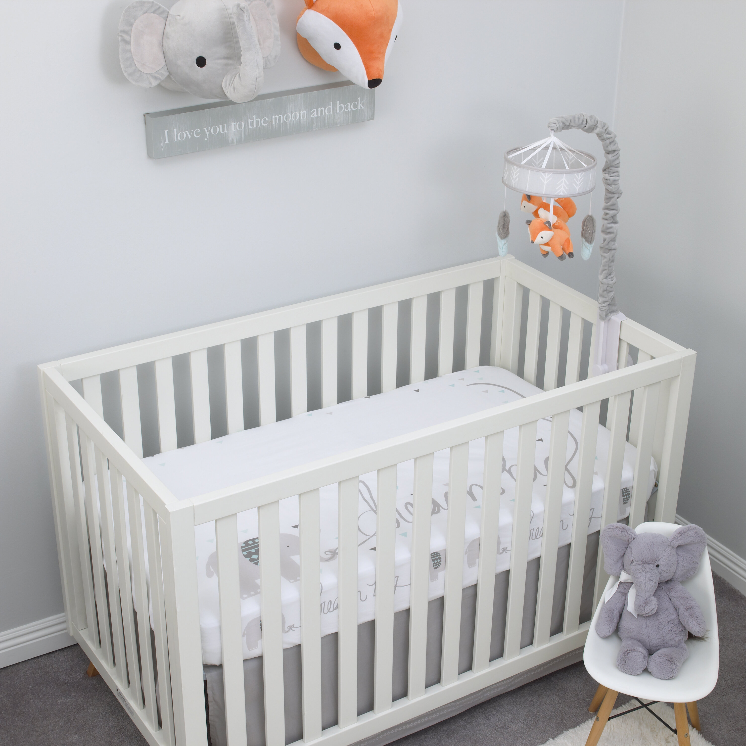 Nojo Aztec Mix Match 100 Cotton Elephants Photo Op Fitted Crib