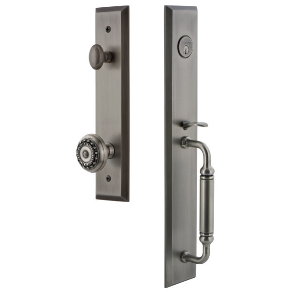 Fifth Avenue C Grip Dummy Handleset with Parthenon Interior Knob by Grandeur