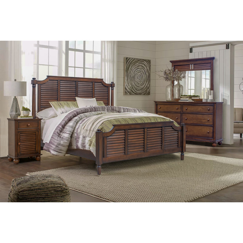 Bayou Breeze Houon Shutter Wood Standard 5 Piece Bedroom Set