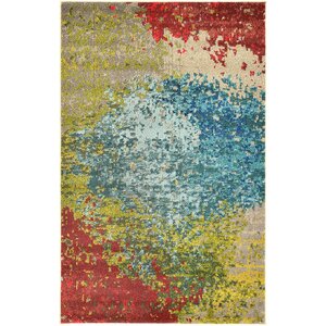 Demian Blue/Red Area Rug