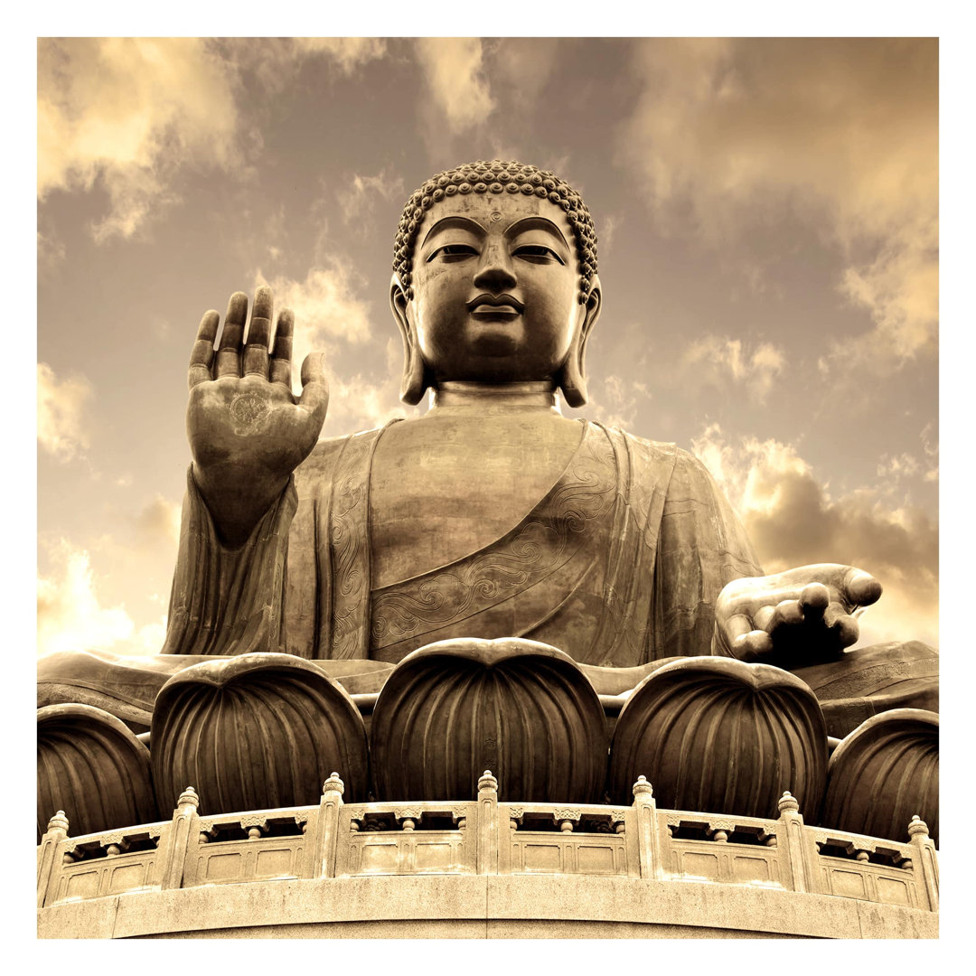 Large Buddha Sepia 2.4m x 2.4m Textured Matt Peel & Stick Wall Mural
