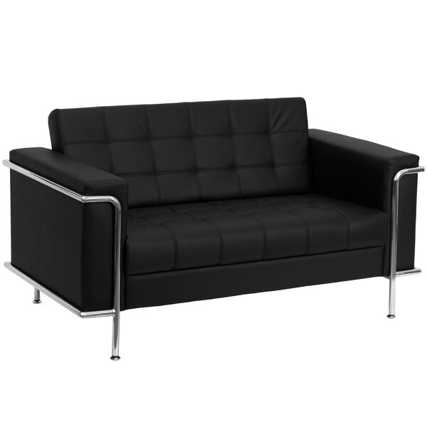 Myron Contemporary Leather Loveseat By Wade Logan