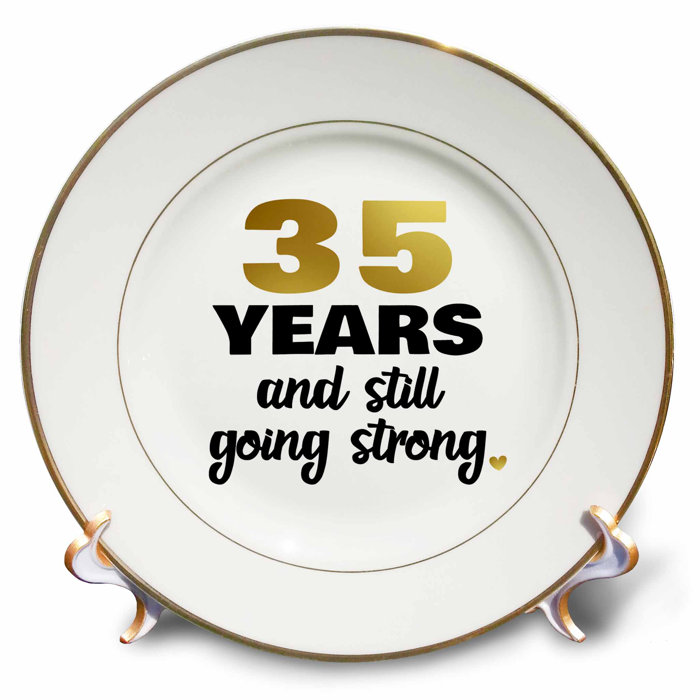 8-Inch 3dRose cp/_154477/_1 35Th Gold Text for Celebrating Wedding Anniversaries 35 Years Married Together Porcelain Plate