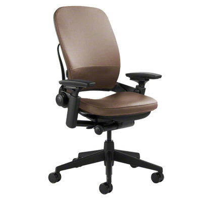 Leap® High-Back Leather Desk Chair Steelcase Upholstery Color: Steelcase Leather - Mahogany, Frame Color: Black, Casters: Hard Floor Casters