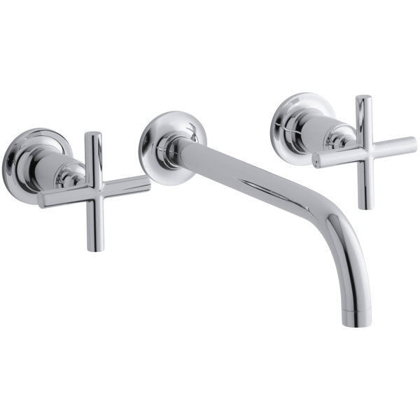 Purist Wall-Mount Bathroom Sink Faucet Trim with 9, 90-Degree Angle Spout and Cross Handles, Requires Valve by Kohler
