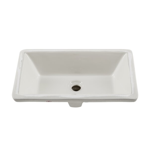 Glazed Vitreous China Rectangular Undermount Bathroom Sink with Overflow by Soleil
