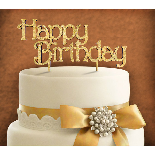 Happy Birthday Wooden Cake Topper by aMonogram Art Unlimited