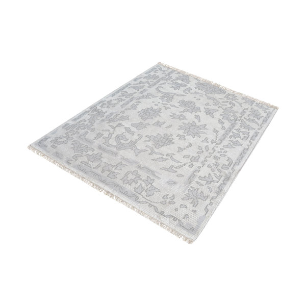 Kinkade Hand-Knotted Silver/Ivory Area Rug by Charlton Home
