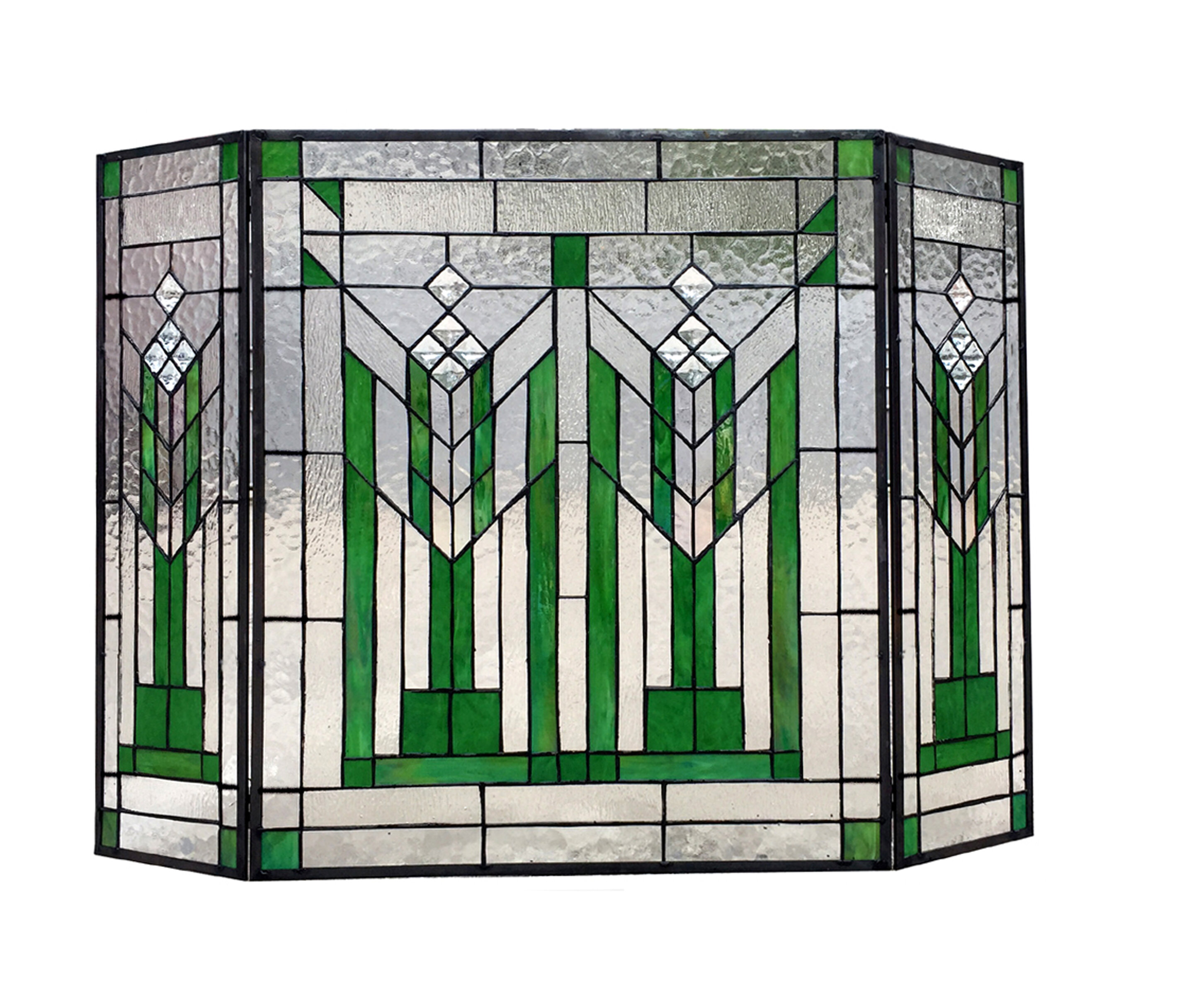 Chloe Lighting Benjamin Mission Folding 3 Panel Glass Fireplace