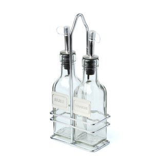 Cruets You Ll Love Wayfair French Oil And Vinegar Bottle With Caddy Set Of 2