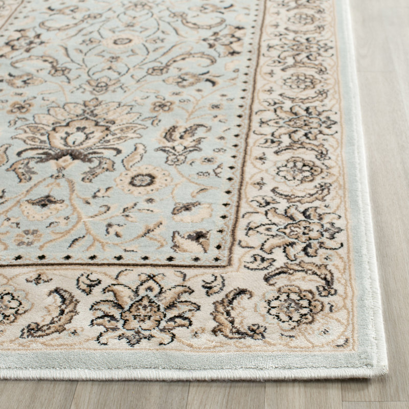 Charlton Home Petronella Oriental Light Blue Ivory Area Rug Reviews Wayfair