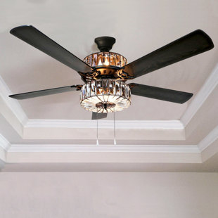 Ceiling Fans You Ll Love 52 Njie Caged Crystal 5 Blade Ceiling Fan With Remote