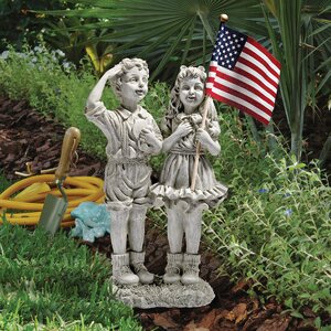 Patriotic Flag Children Statue