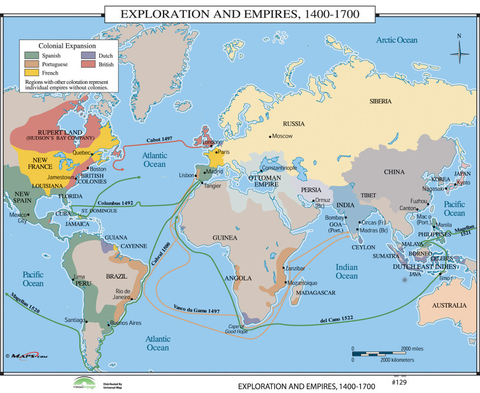 Universal Map World History Wall Maps - Exploration & Empires 1400 