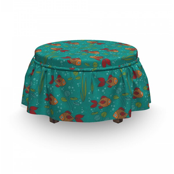 Hand-Drawn Fishes Plants Ottoman Slipcover (Set Of 2) By East Urban Home
