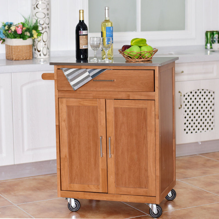 August Grove Gremillion Rolling Stainless Steel Kitchen Cart Reviews Wayfair