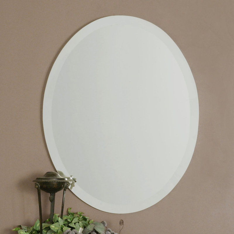 Oval Wall Mirrors red barrel studio frameless vanity oval wall mirror & reviews Oval Wall Mirrors red barrel studio frameless vanity oval wall mirror & reviews