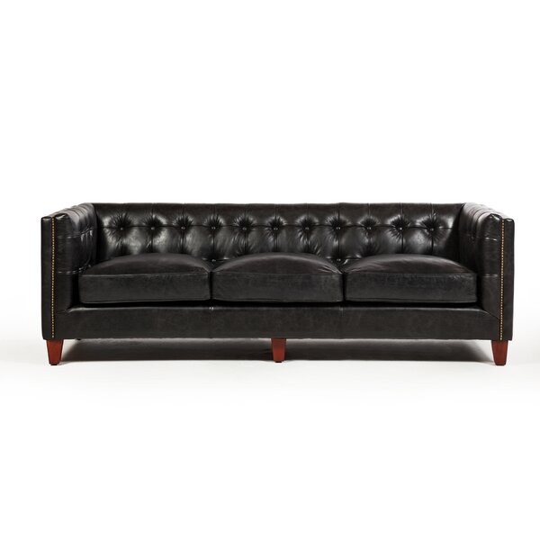 Abrahams 3 Seater Leather Sofa By Canora Grey