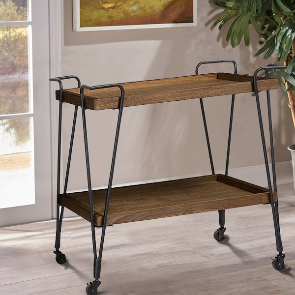Zosia Ash Wood Mobile Serving Bar Cart By Gracie Oaks Best #1