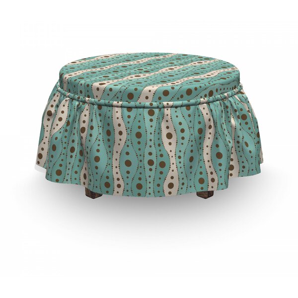 Traditional Polka Dot 2 Piece Box Cushion Ottoman Slipcover Set By East Urban Home