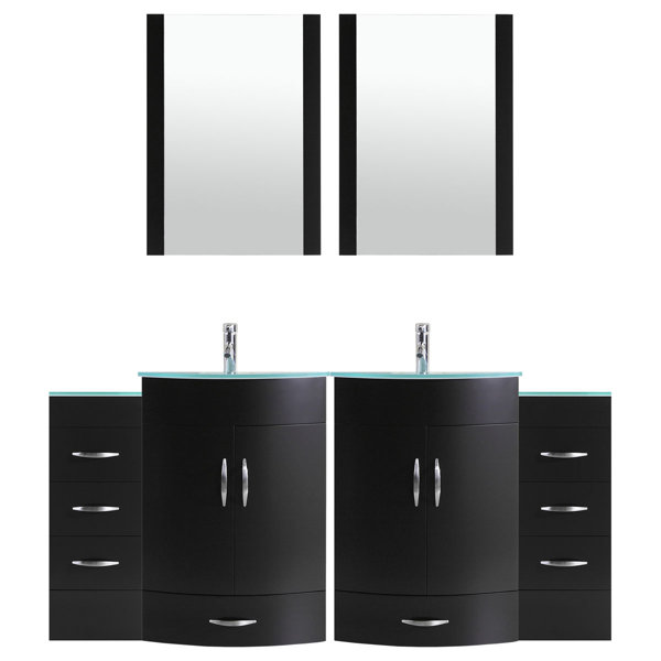 Marguez 96 Double Bathroom Vanity Set with Mirror