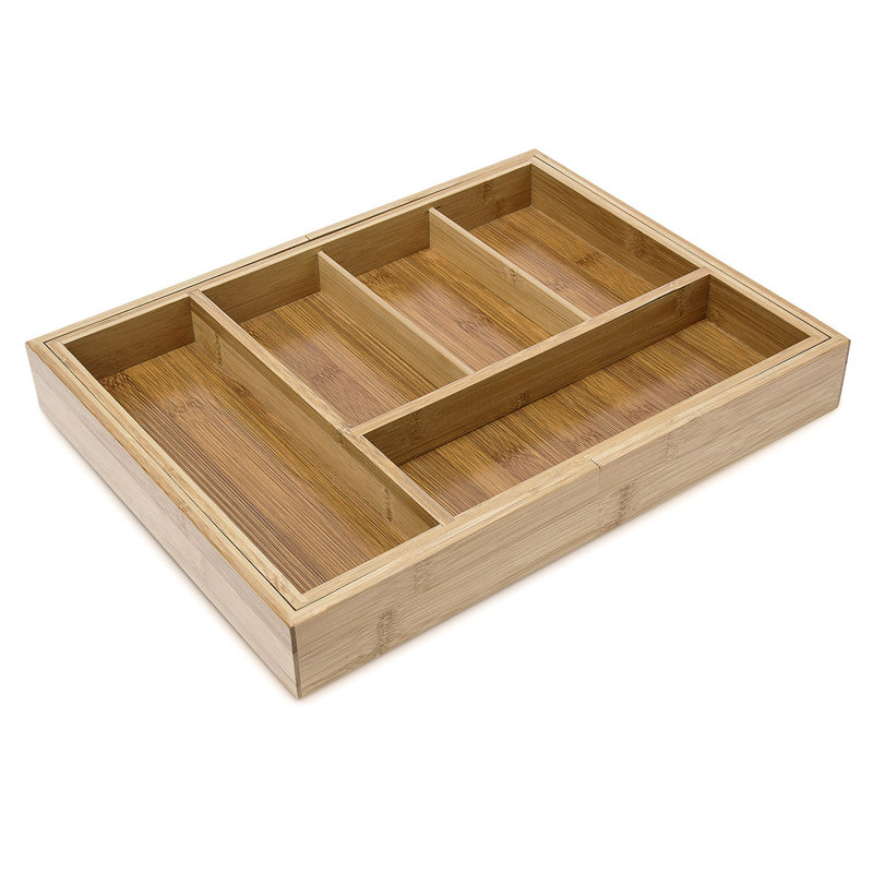 Relaxdays Expendable Bamboo Kitchen Drawer Insert Organiser