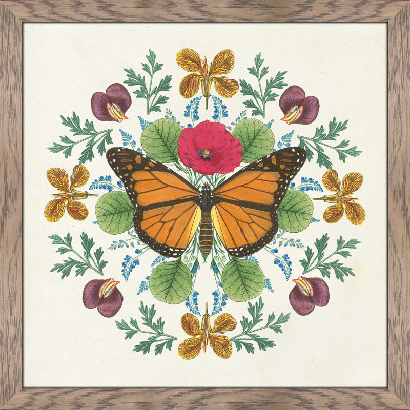 Bungalow Rose Butterfly Mandala I Framed Acrylic Painting Print