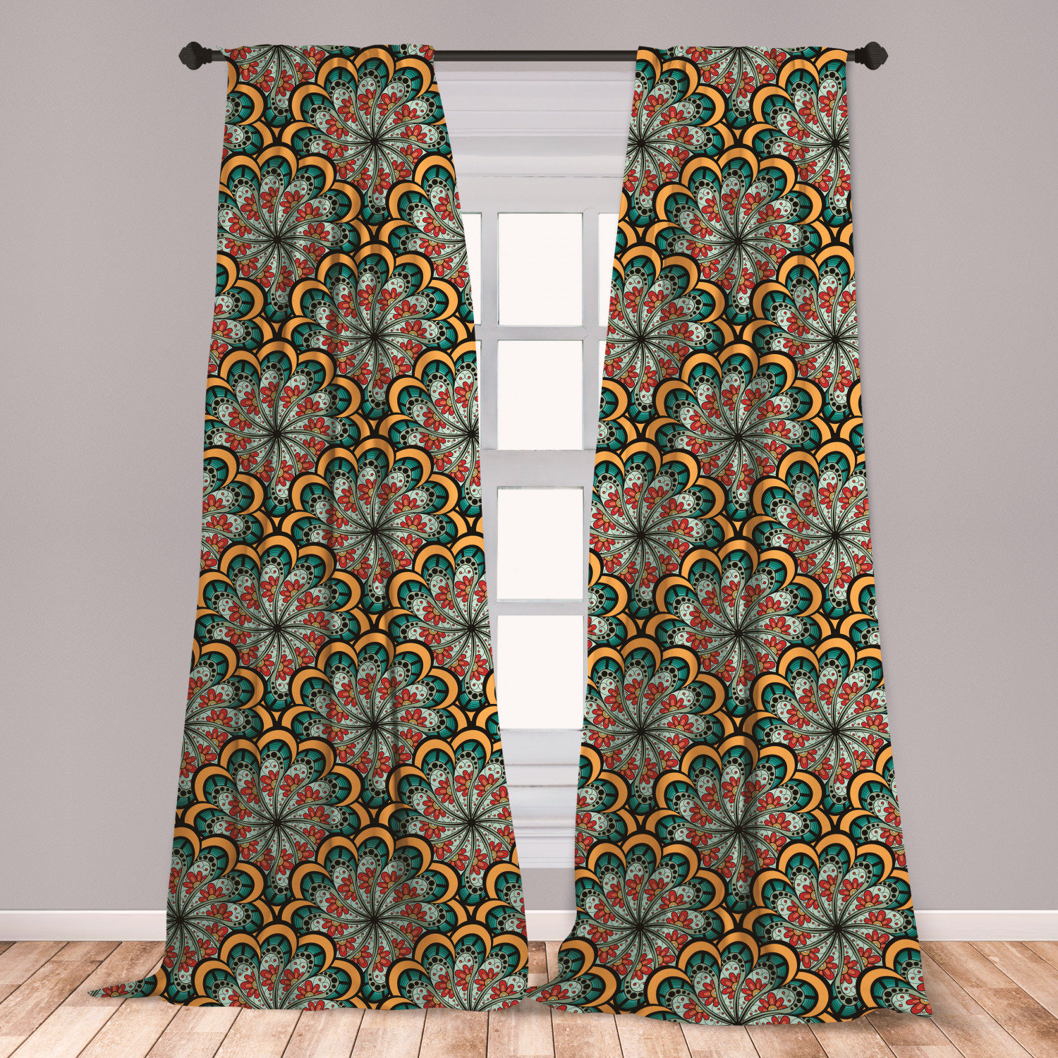 East Urban Home Ambesonne Mandala Curtains Flourishing Nature