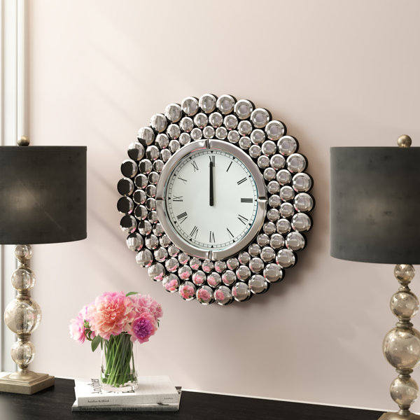 Stesha Oversized 23.5 Round Metal Mirror Wall Clock by Willa Arlo Interiors