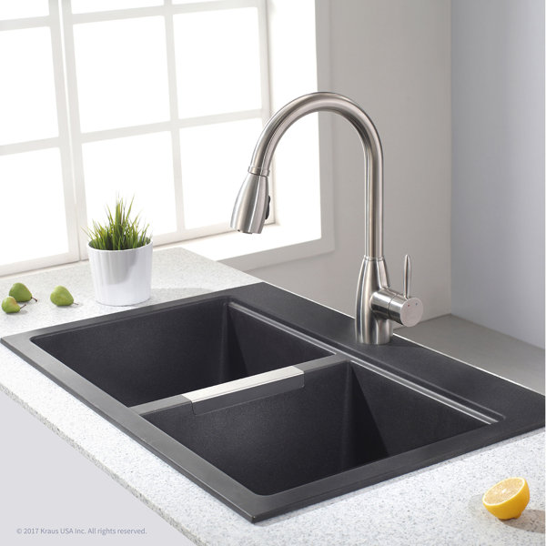 Granite+33%22+x+22%22+Double+Basin+Undermount+Kitchen+Sink