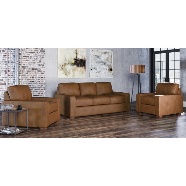 Blanca 3 Piece Leather Living Room Set By Westland And Birch