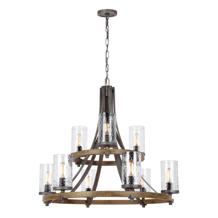 Forada 9-Light Wagon Wheel Chandelier