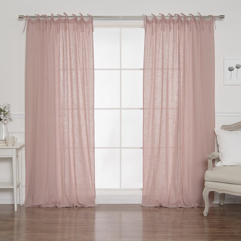 Nashville Cotton Gauze Solid Semi-Sheer Tab Top Curtain Panels ...